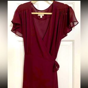 Women’s chiffon wrap dress burgundy
